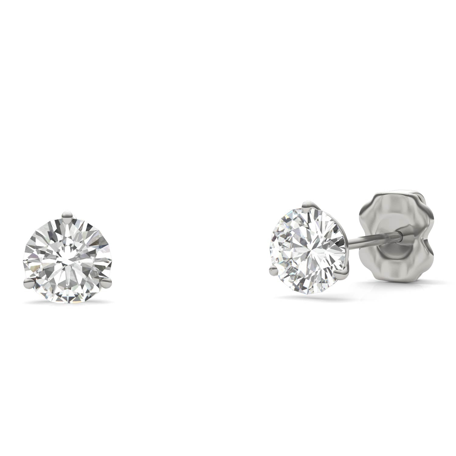 1.20 CTW DEW Round Moissanite Stud Earrings in 14K White Gold