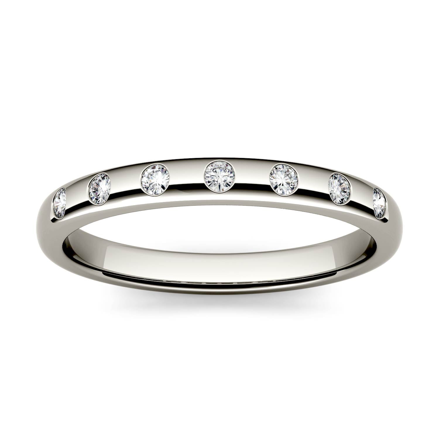 0.11 CTW DEW Round Moissanite Stackable Ring in 14K White Gold