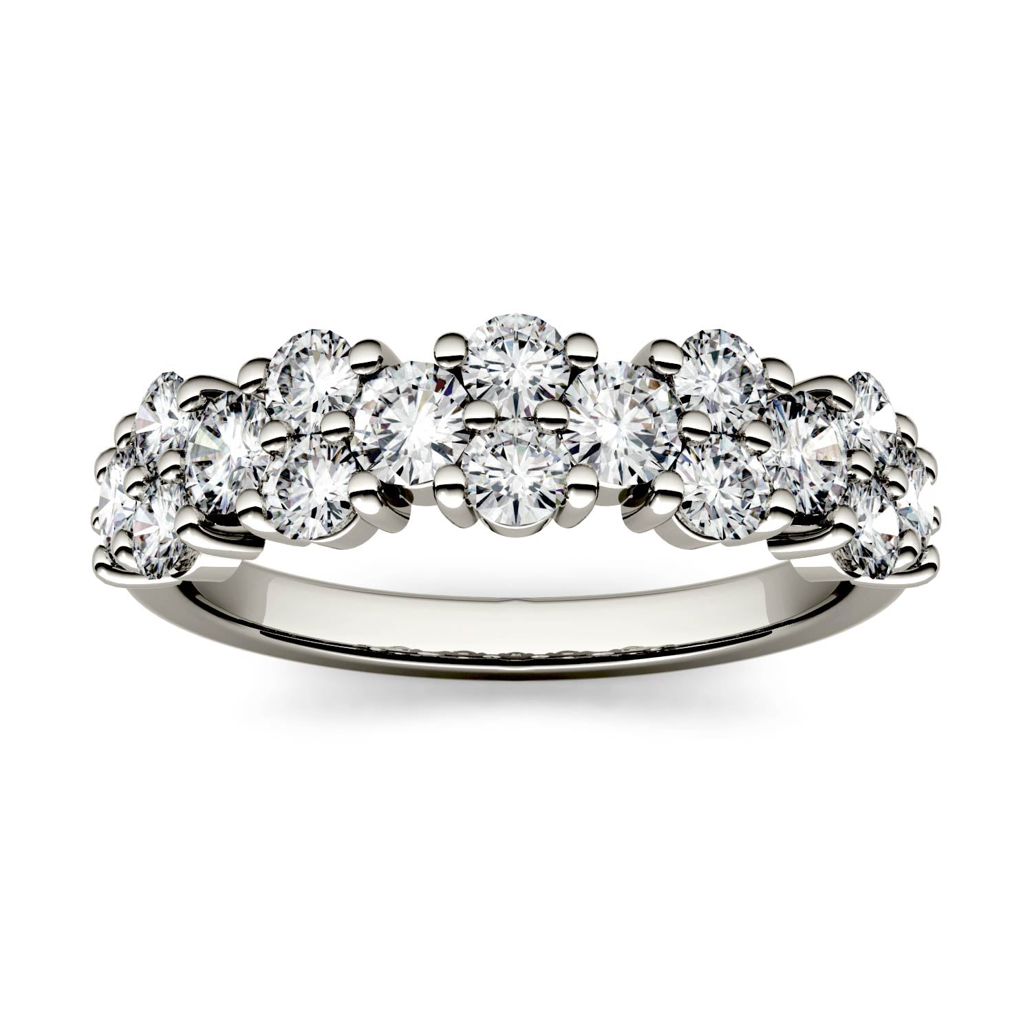 1.20 CTW DEW Round Moissanite Fashion Ring in 14K White Gold