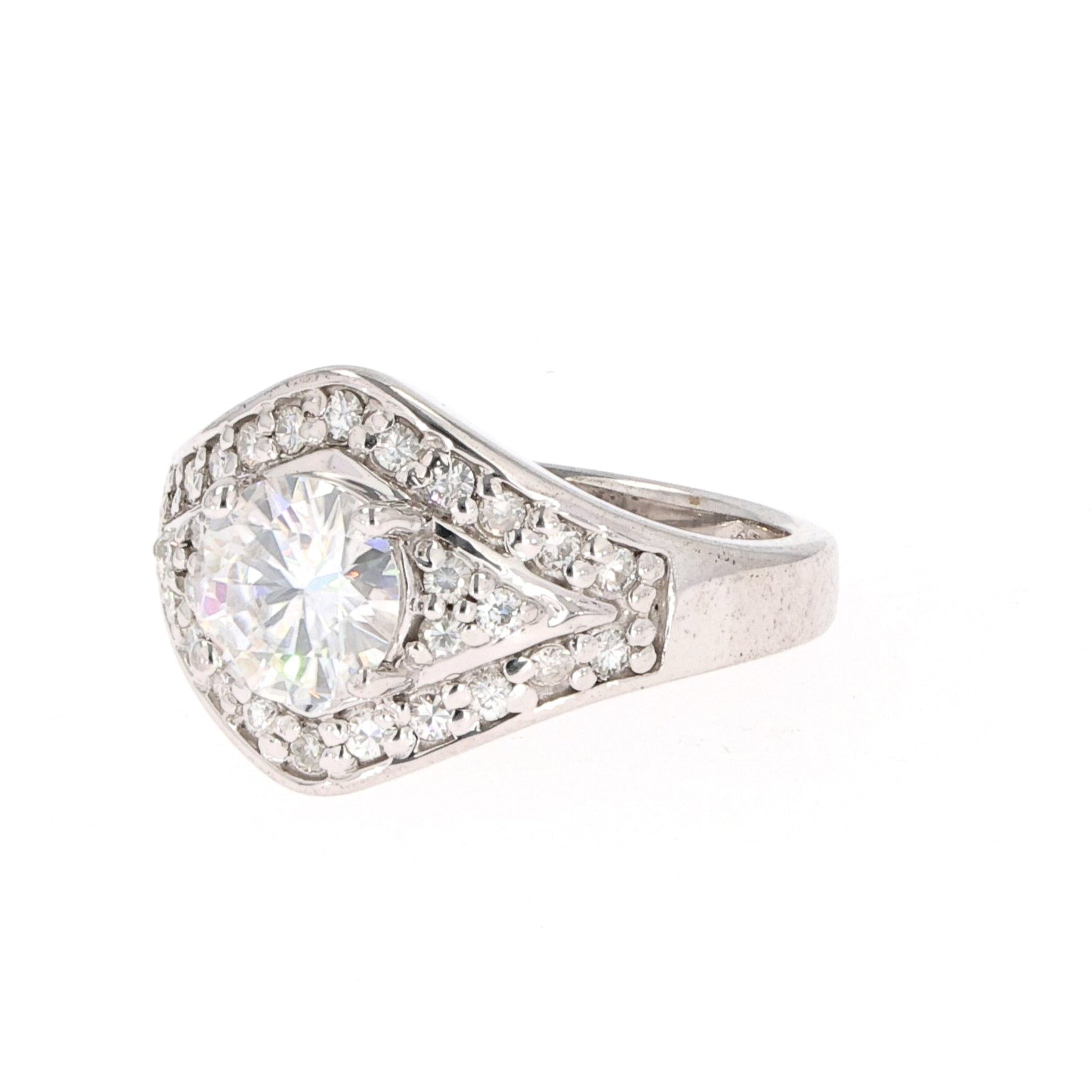 1.73 CTW DEW Round Near-Colorless Moissanite Fashion Solitaire Engagement Ring in Sterling Silver
