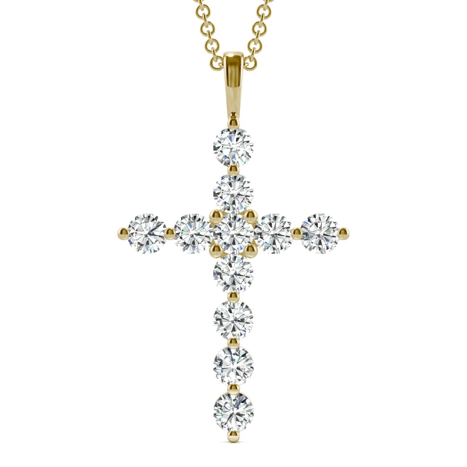 1.10 CTW DEW Moissanite Cross Pendant in 14K Yellow Gold