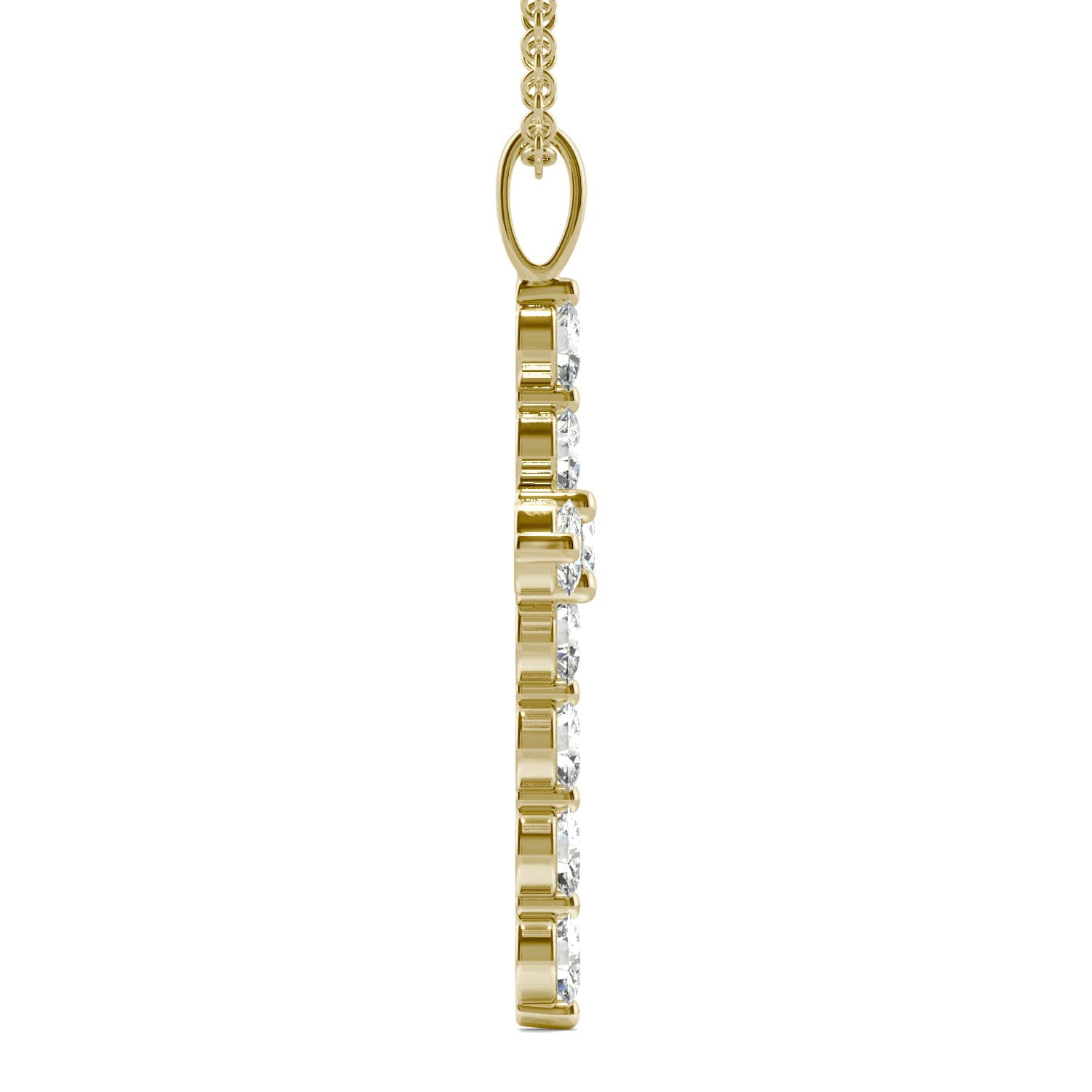 1.10 CTW DEW Moissanite Cross Pendant in 14K Yellow Gold