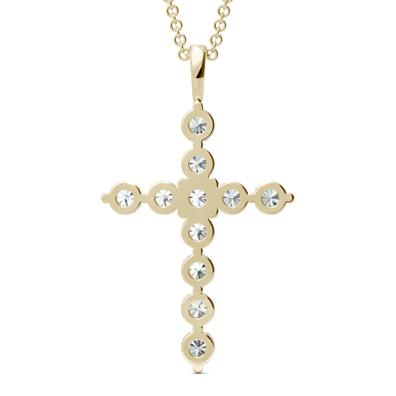 1.10 CTW DEW Moissanite Cross Pendant in 14K Yellow Gold