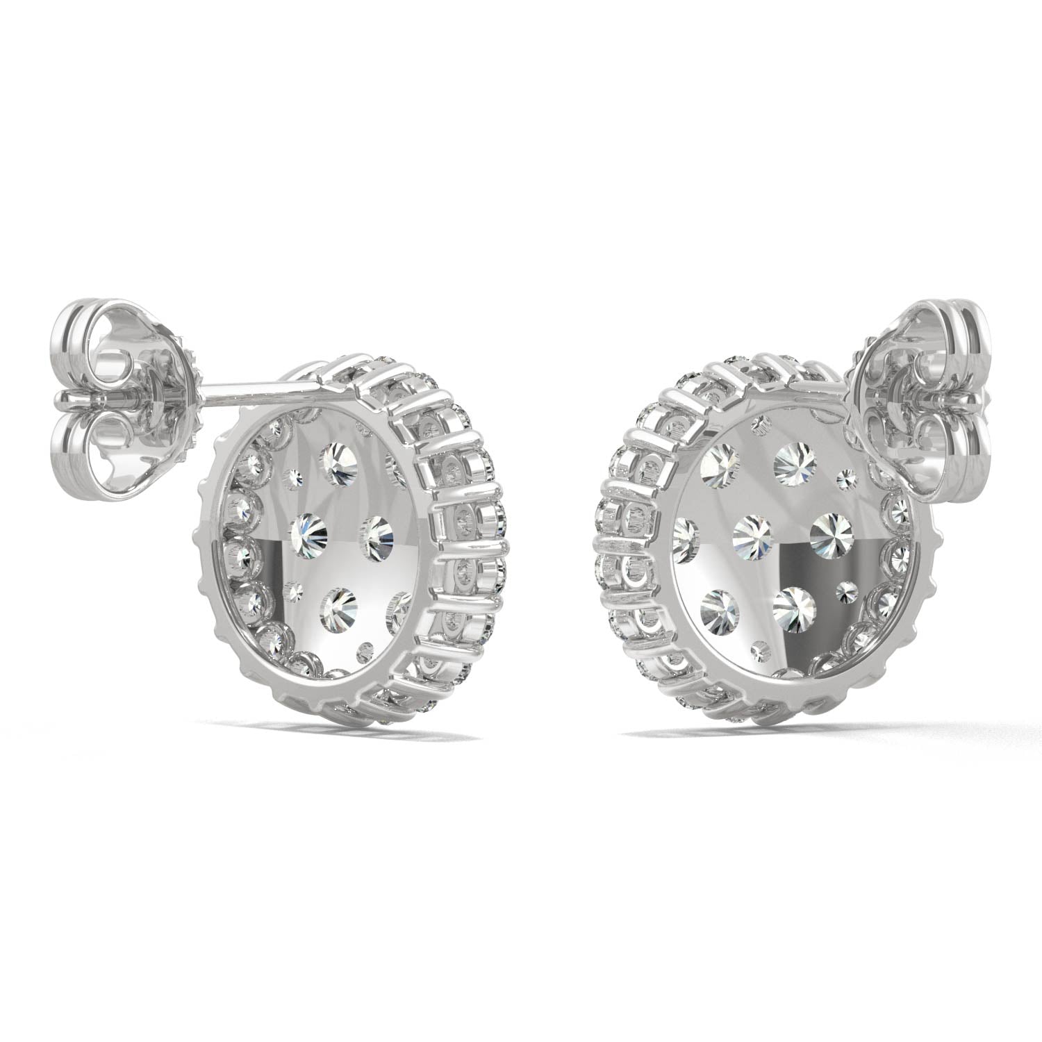1.04 CTW DEW Round Moissanite Pave Stud Earrings in 14K White Gold