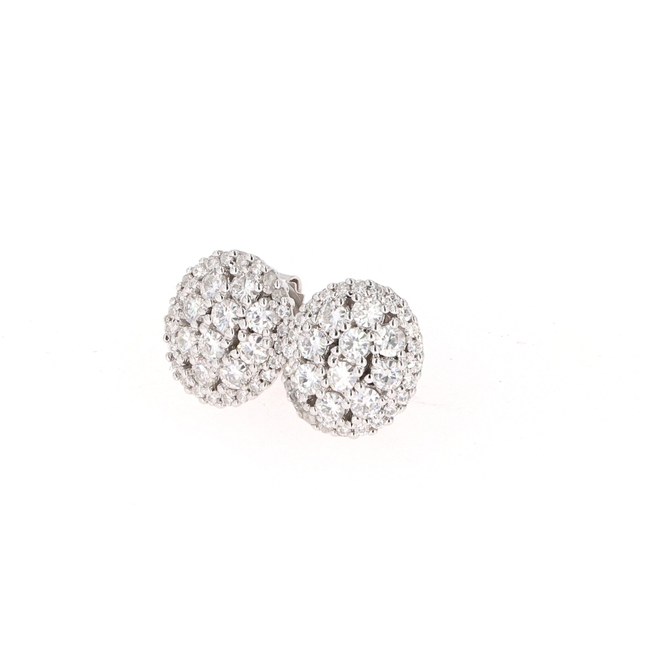 0.94 CTW DEW Round Near-Colorless Moissanite Cluster Stud Earrings in 14K White Gold