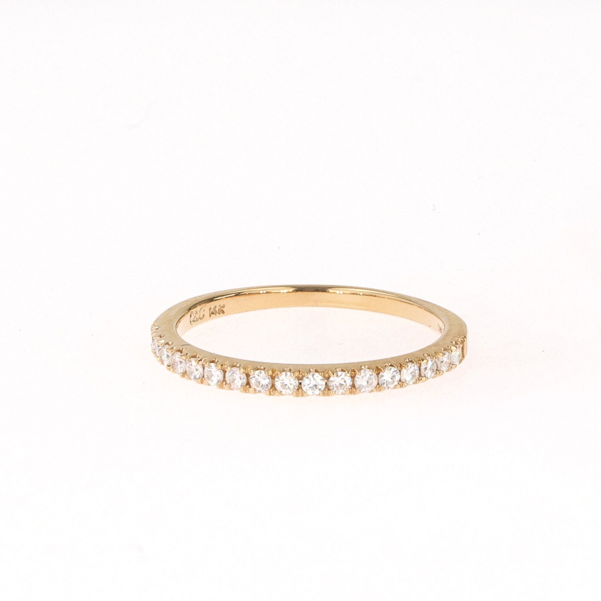 0.34 CTW DEW Round Near-Colorless Moissanite Pave Band in 14K Yellow Gold
