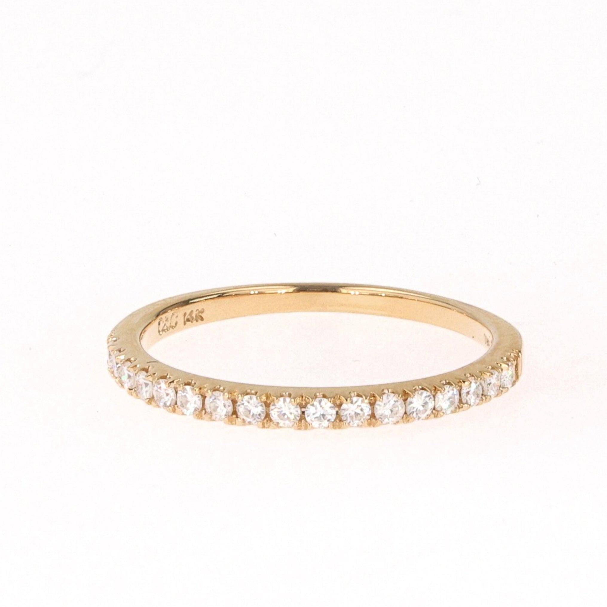 0.34 CTW DEW Round Near-Colorless Moissanite Pave Band in 14K Yellow Gold