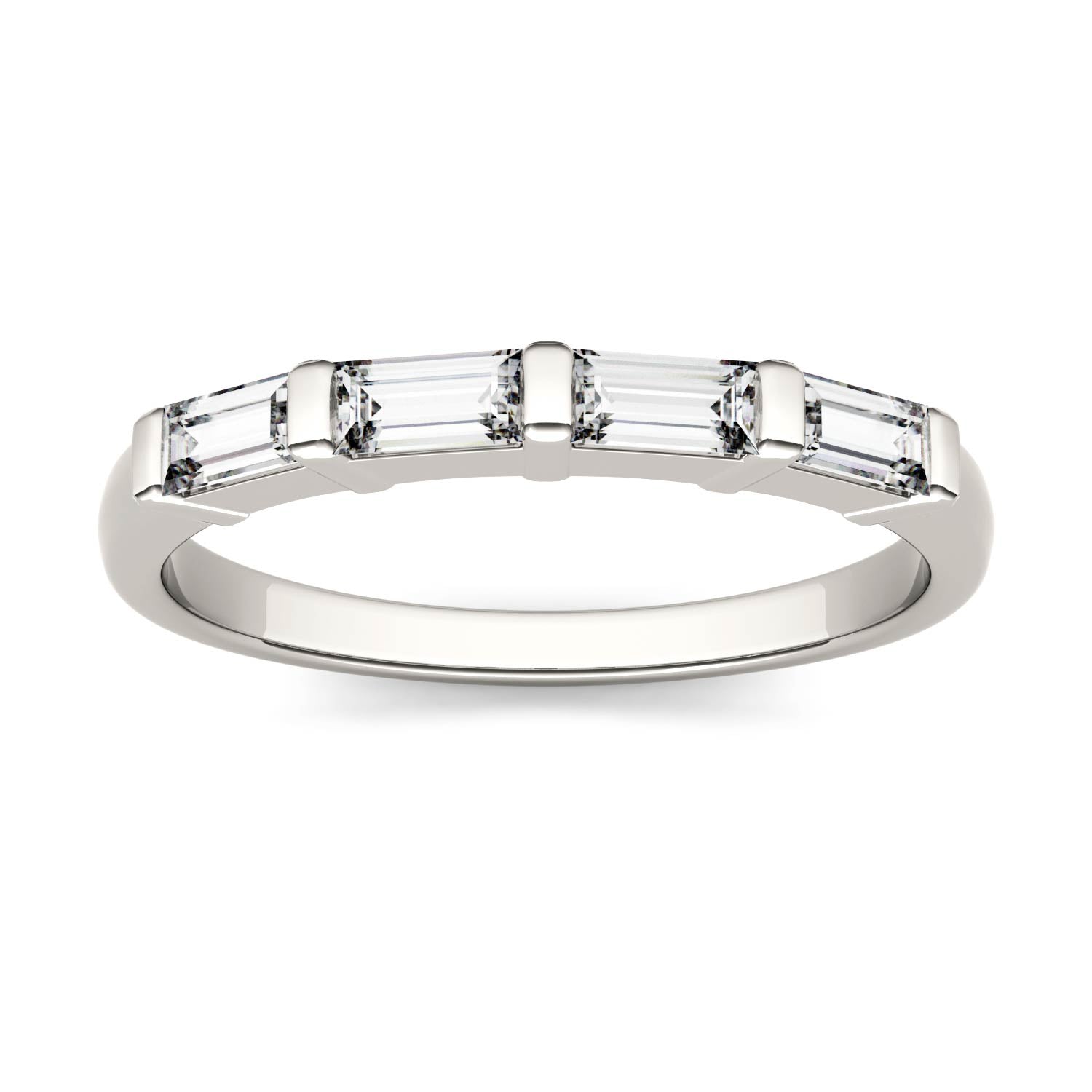 0.46 CTW DEW Straight Baguette Moissanite Stackable Ring in 14K White Gold