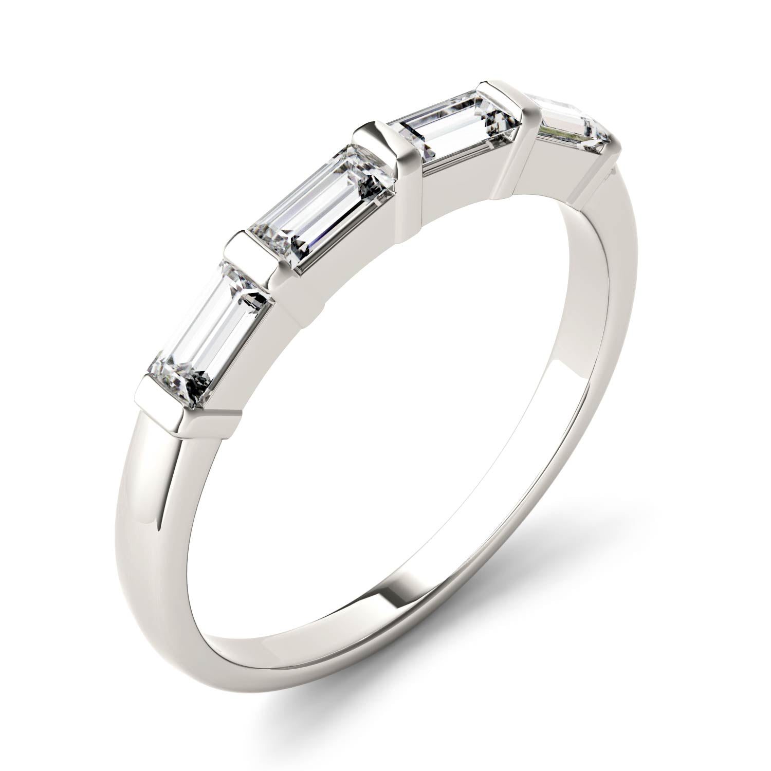 0.46 CTW DEW Straight Baguette Moissanite Stackable Ring in 14K White Gold