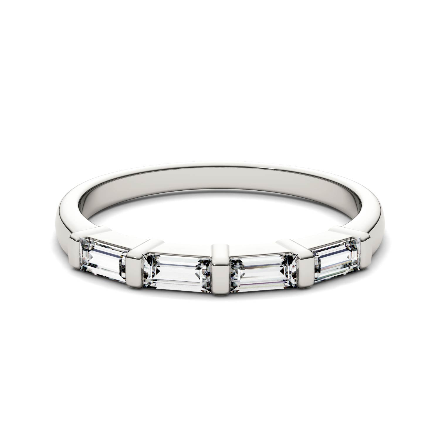 0.46 CTW DEW Straight Baguette Moissanite Stackable Ring in 14K White Gold