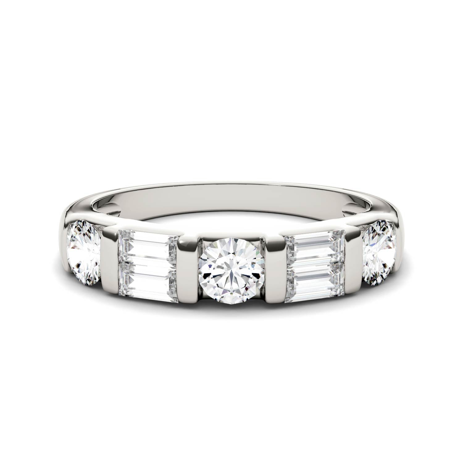 1.15 CTW DEW Straight Baguette Moissanite Stackable Ring in 14K White Gold