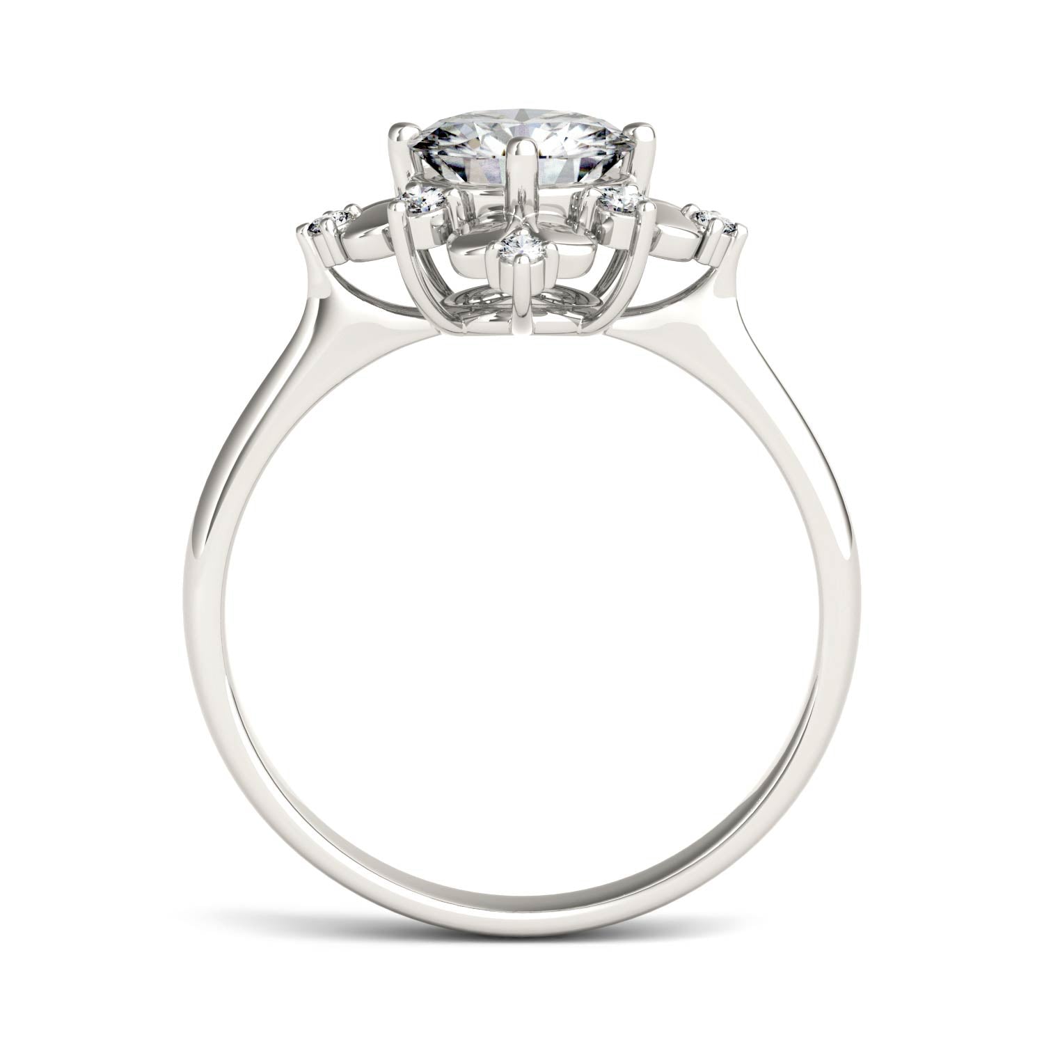 1.11 CTW DEW Round Moissanite Halo Ring in 14K White Gold
