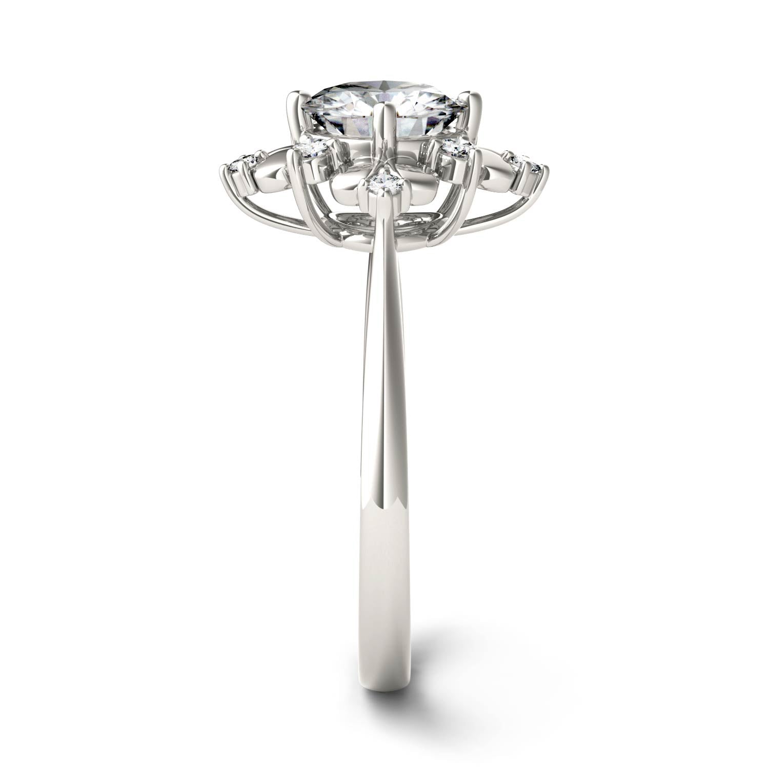 1.11 CTW DEW Round Moissanite Halo Ring in 14K White Gold