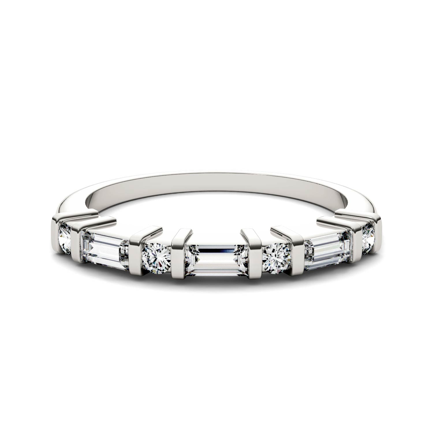 0.47 CTW DEW Straight Baguette Moissanite Stackable Ring in 14K White Gold