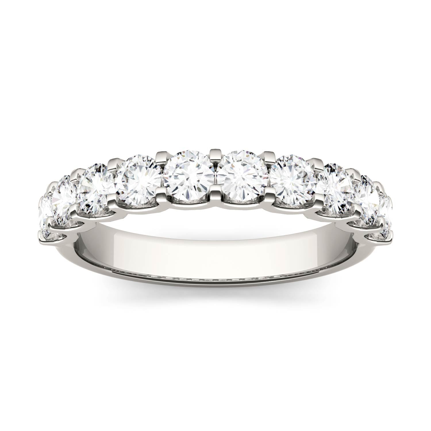 1.00 CTW DEW Round Moissanite Band in 14K White Gold