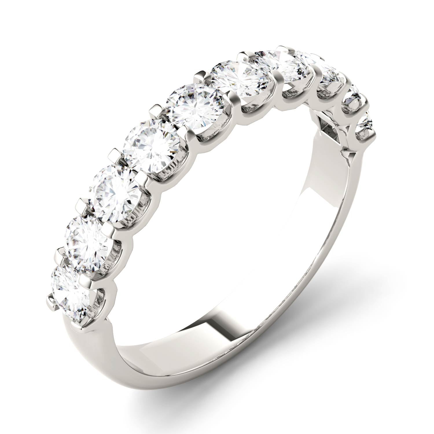 1.00 CTW DEW Round Moissanite Band in 14K White Gold