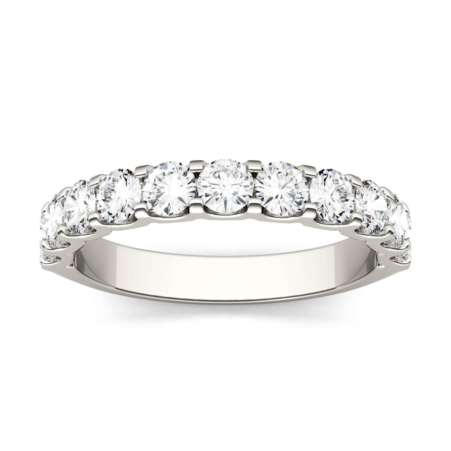 1.10 CTW DEW Round Moissanite Anniversary Band in 14K White Gold