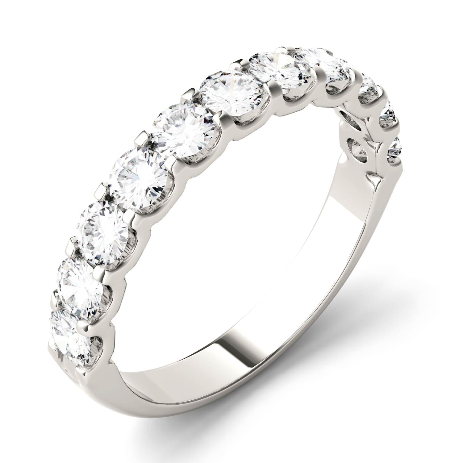 1.10 CTW DEW Round Moissanite Anniversary Band in 14K White Gold