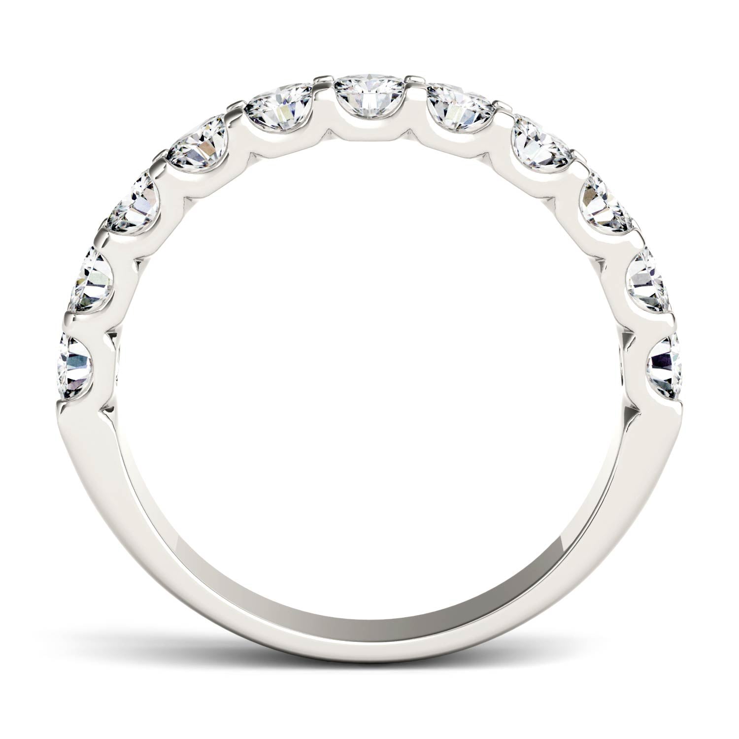 1.10 CTW DEW Round Moissanite Anniversary Band in 14K White Gold