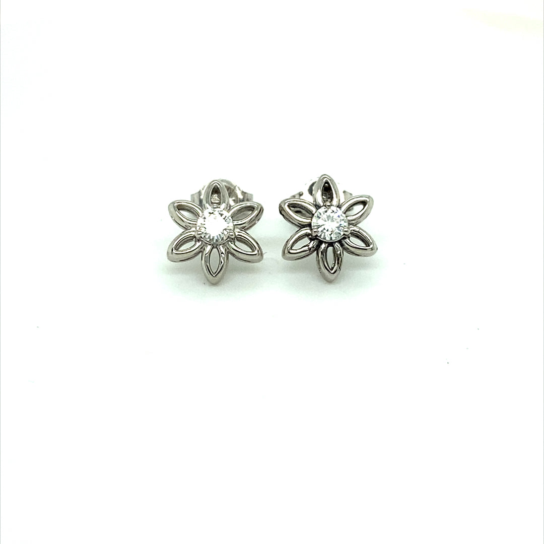 2 Carat Moissanite 925 Sterling Silver Floral Stud Earrings main image 1