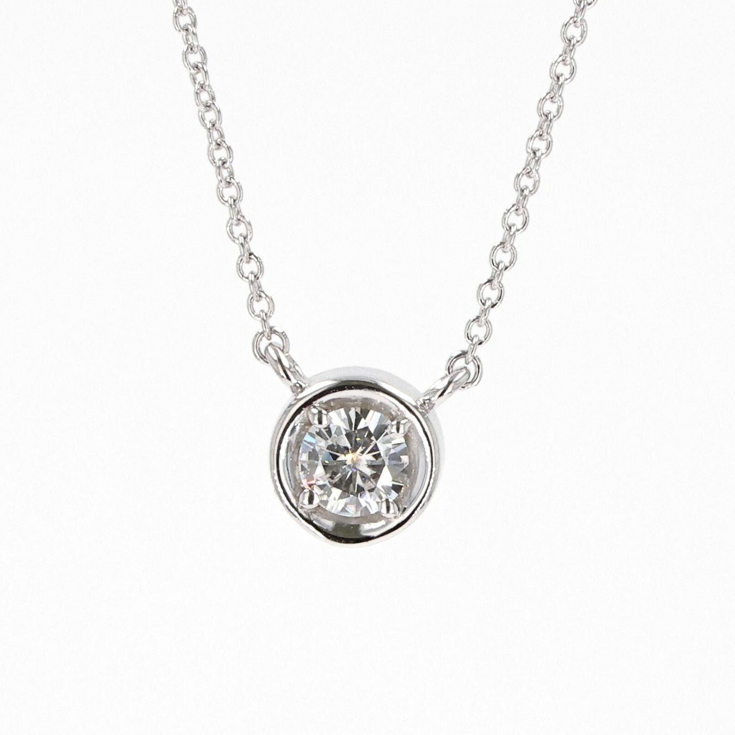 0.33 CTW DEW Round Moissanite Solitaire Pendant in Sterling Silver