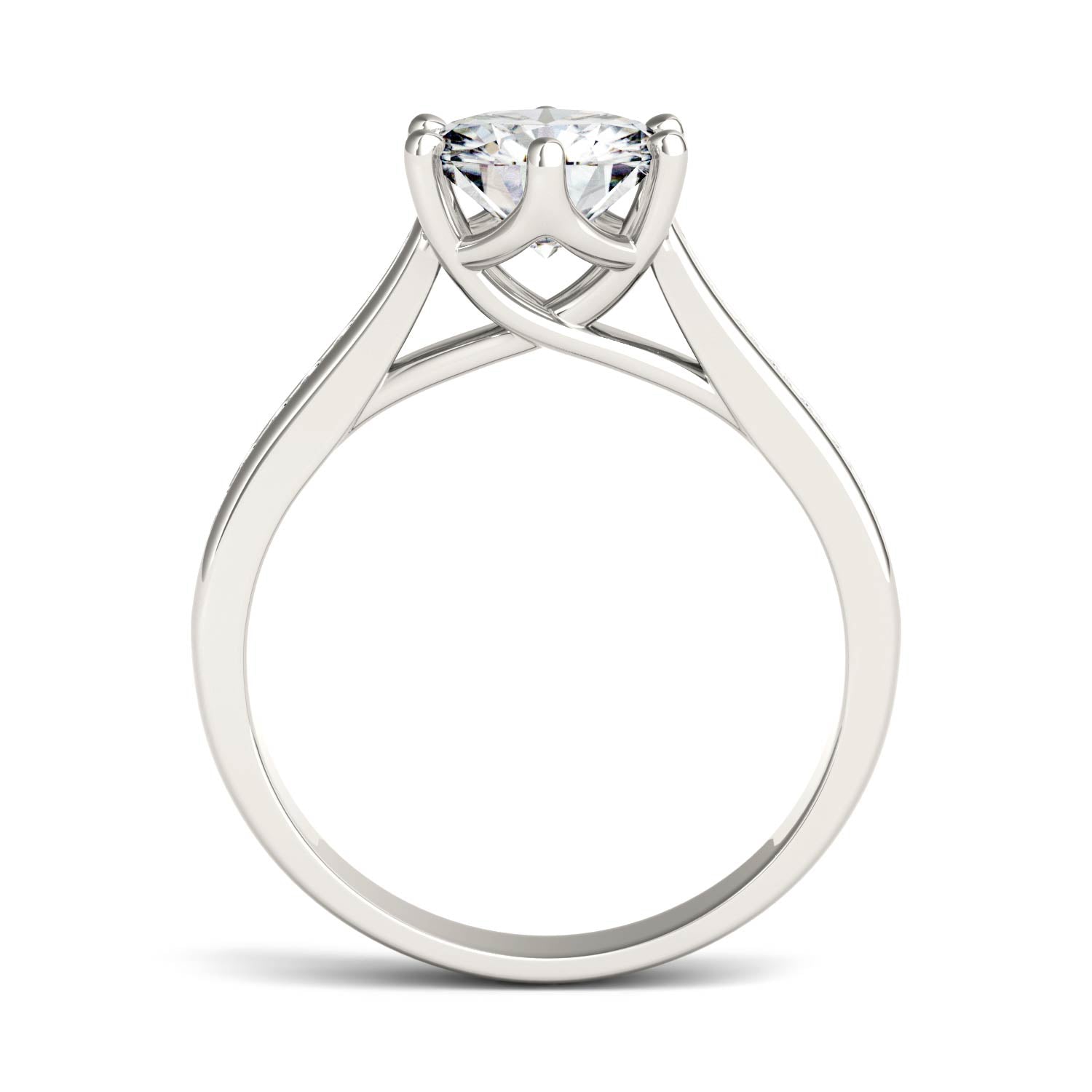 1.66 CTW DEW Round Moissanite Engagement Ring in 14K White Gold