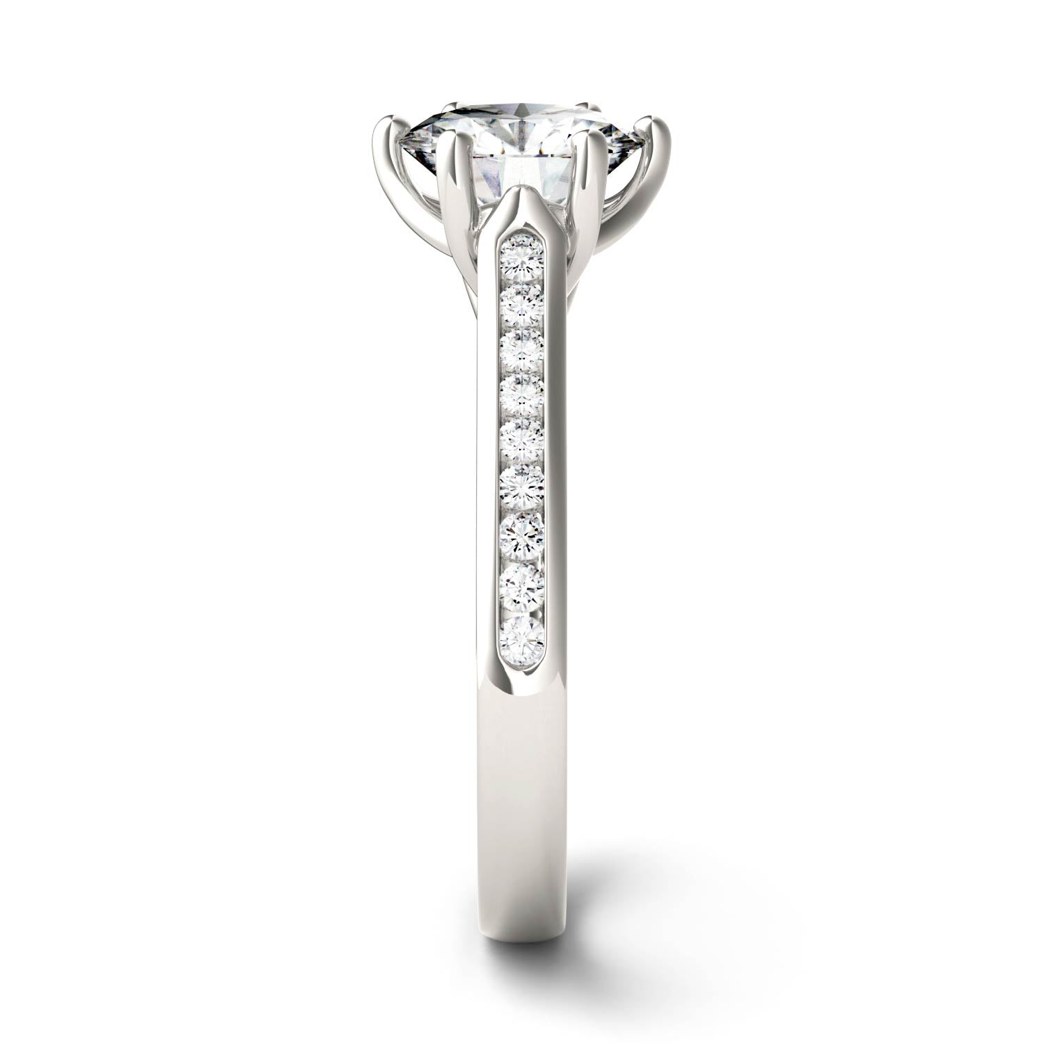 1.66 CTW DEW Round Moissanite Engagement Ring in 14K White Gold