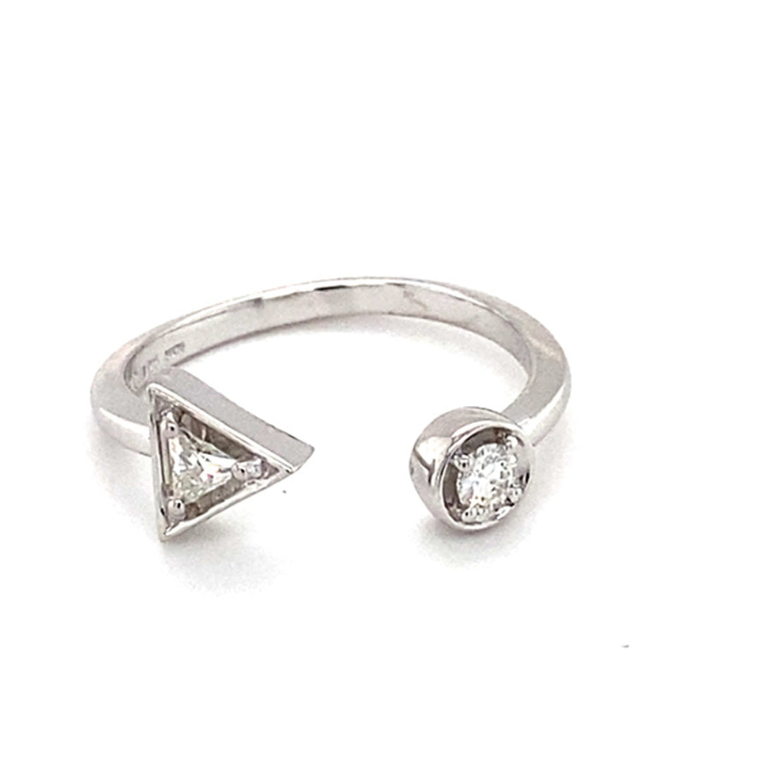 0.20 CTW DEW Triangle Moissanite Geometric Two-Stone Ring in Sterling Silver