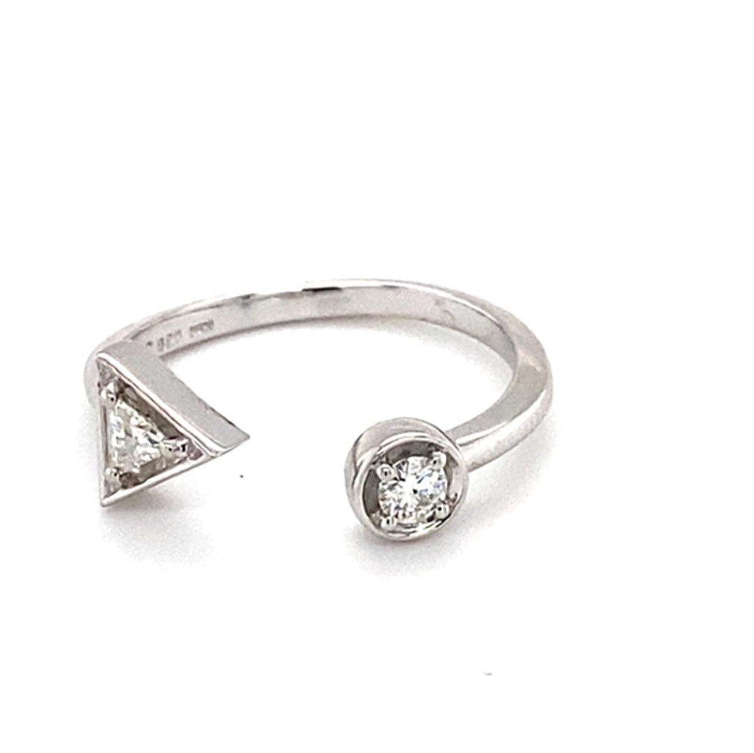 0.20 CTW DEW Triangle Moissanite Geometric Two-Stone Ring in Sterling Silver