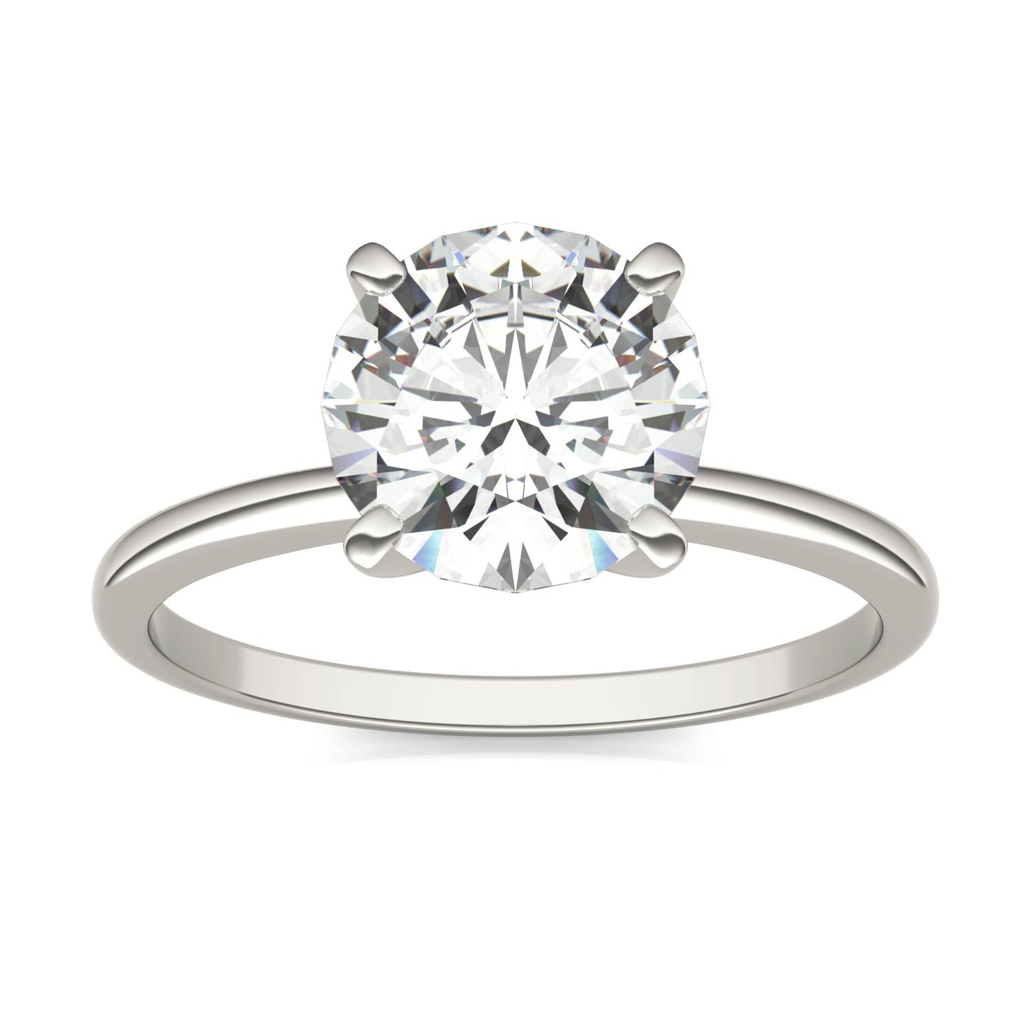 1.90 CTW DEW Round Moissanite Solitaire Engagement Ring in 14K White Gold