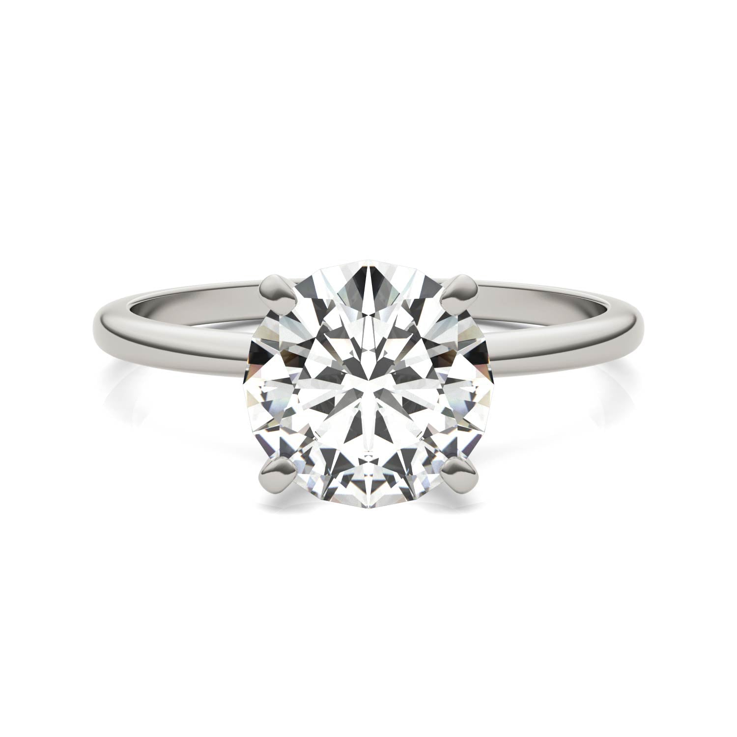 1.90 CTW DEW Round Moissanite Solitaire Engagement Ring in 14K White Gold