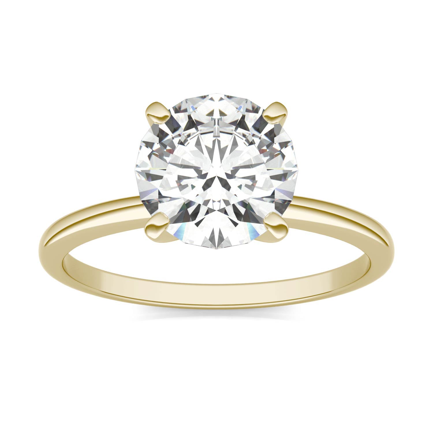 1.90 CTW DEW Round Moissanite Solitaire Engagement Ring in 14K Yellow Gold