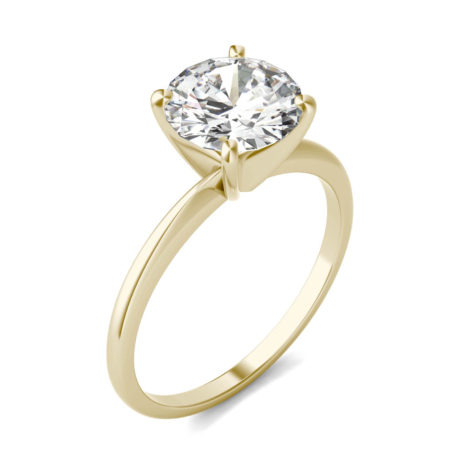 1.90 CTW DEW Round Moissanite Solitaire Engagement Ring in 14K Yellow Gold