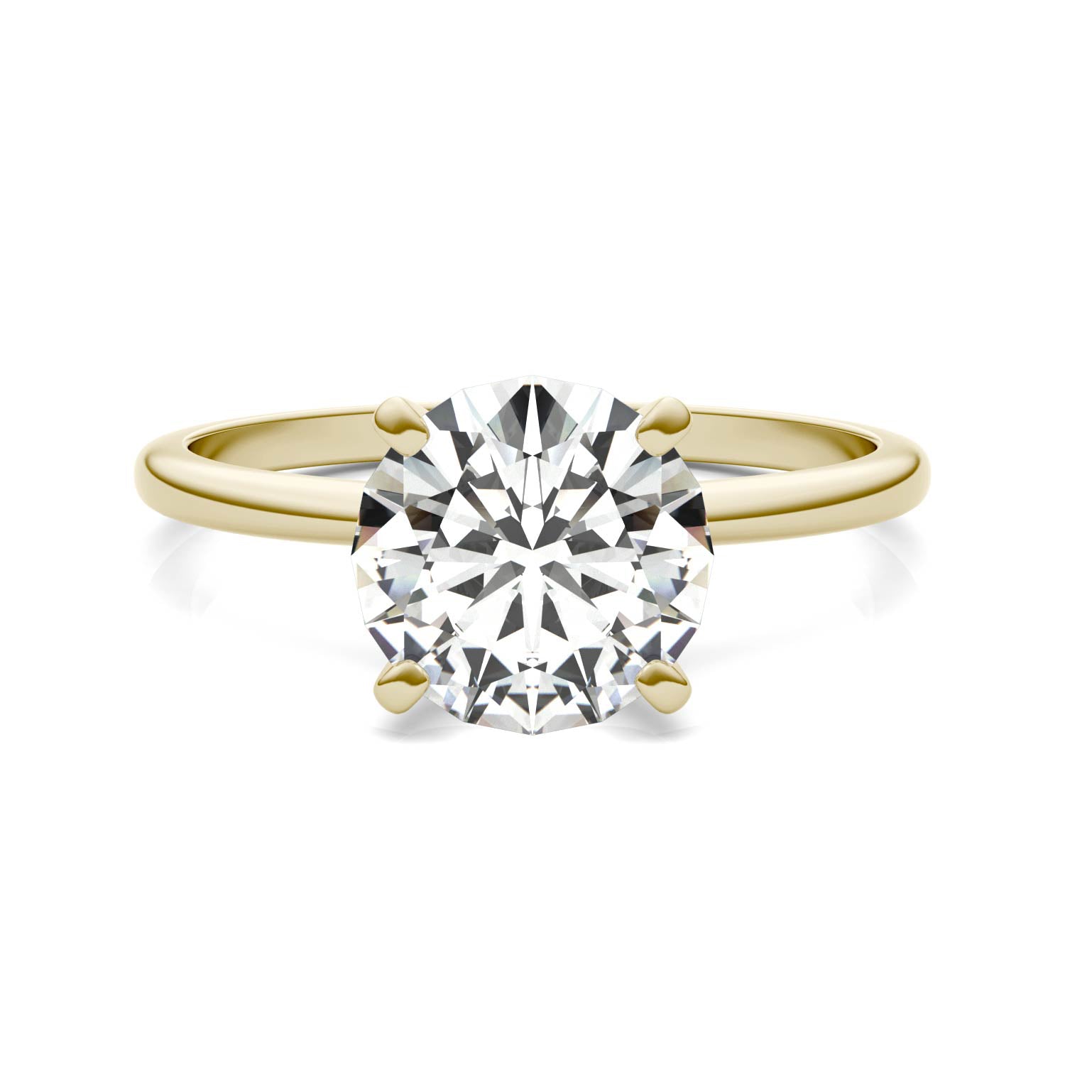 1.90 CTW DEW Round Moissanite Solitaire Engagement Ring in 14K Yellow Gold