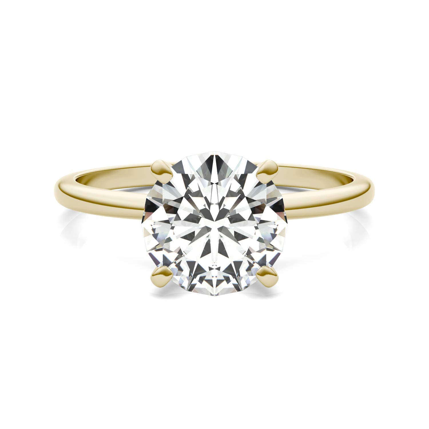 1.90 CTW DEW Round Moissanite Solitaire Engagement Ring in 14K Yellow Gold