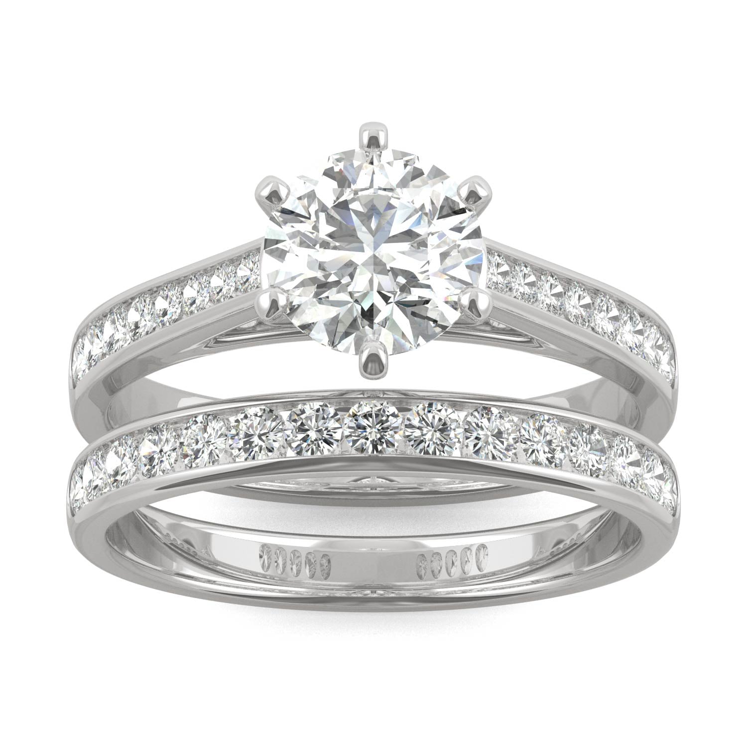 1.64 CTW DEW Round Moissanite Bridal Set in 14K White Gold