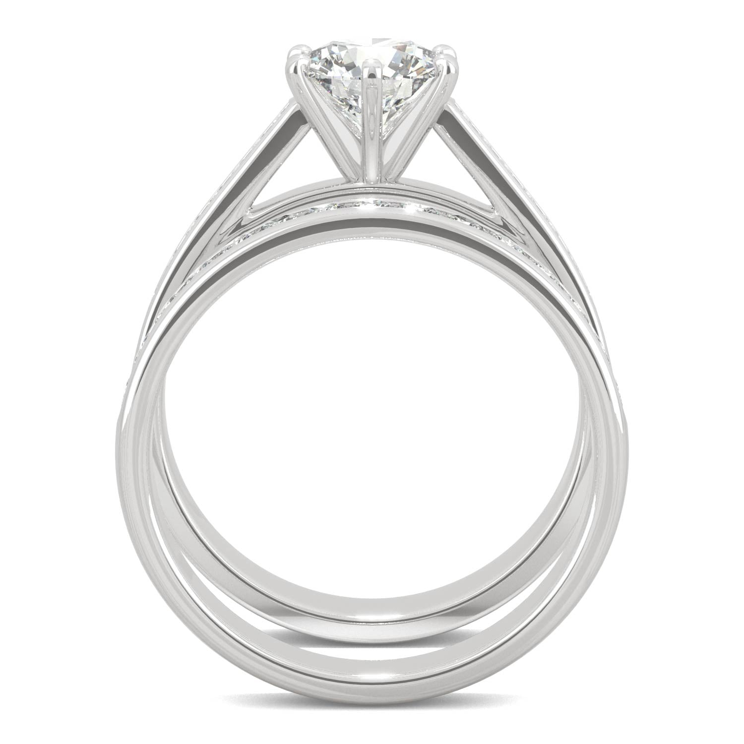1.64 CTW DEW Round Moissanite Bridal Set in 14K White Gold