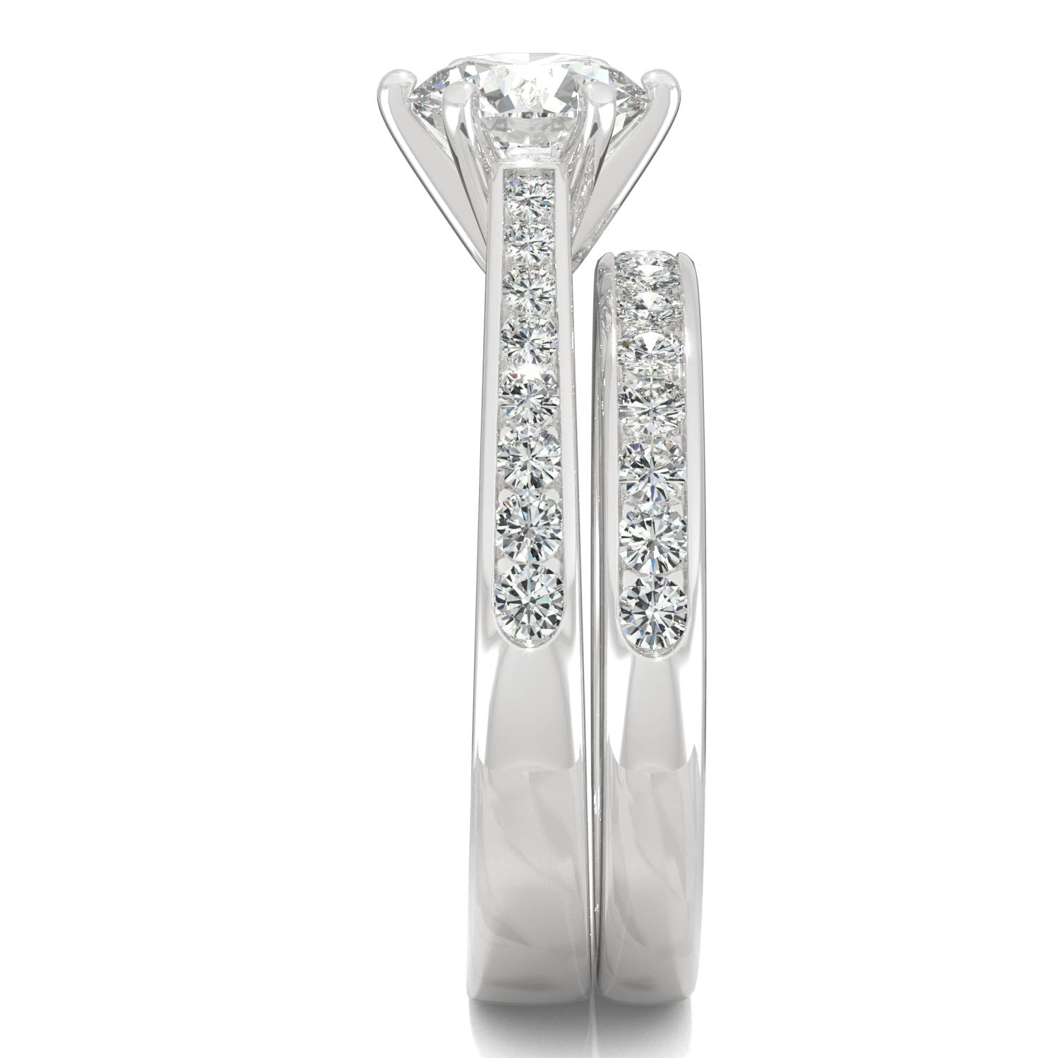 1.64 CTW DEW Round Moissanite Bridal Set in 14K White Gold