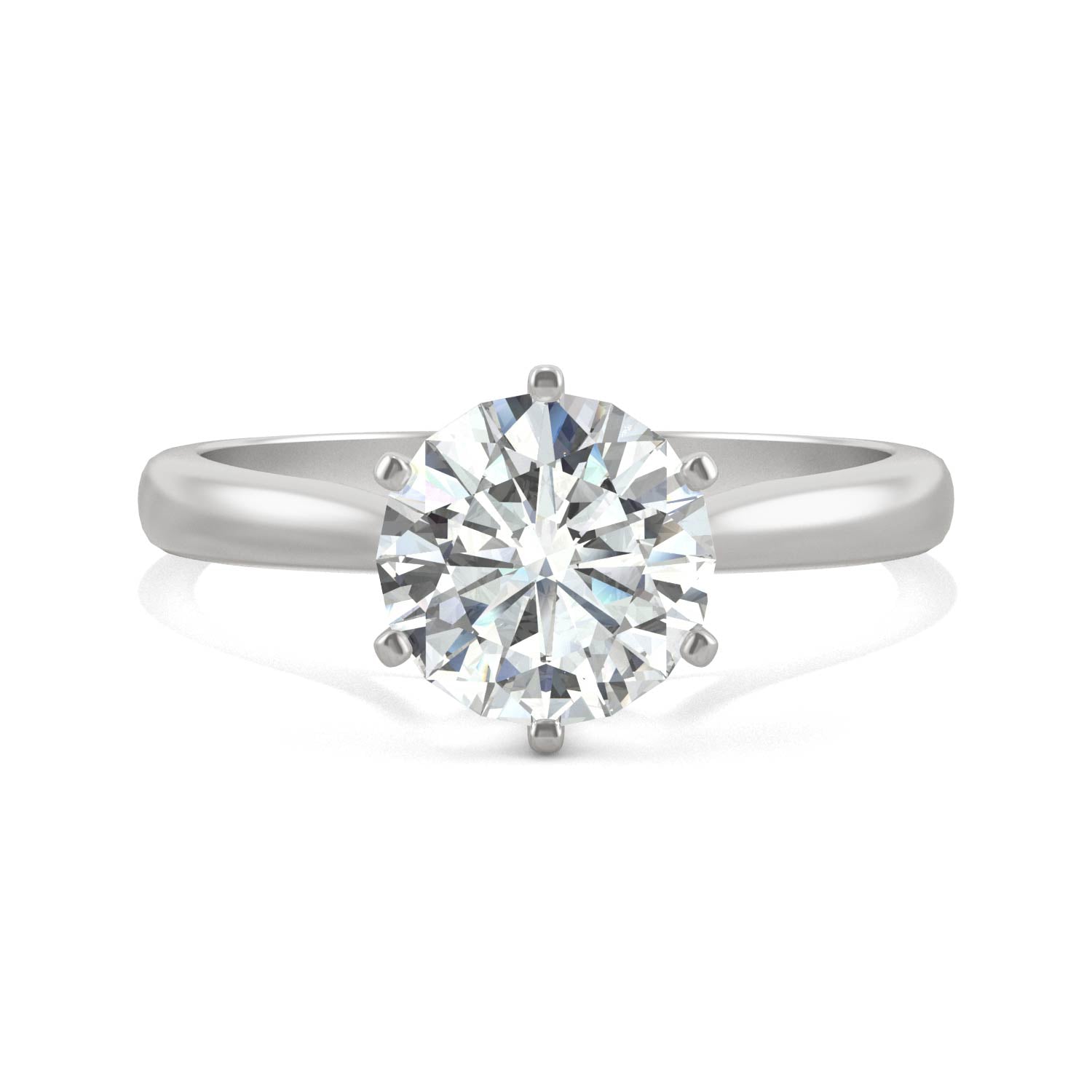 1.50 CTW DEW Round Moissanite Six-Prong Solitaire Engagement Ring in 14K White Gold