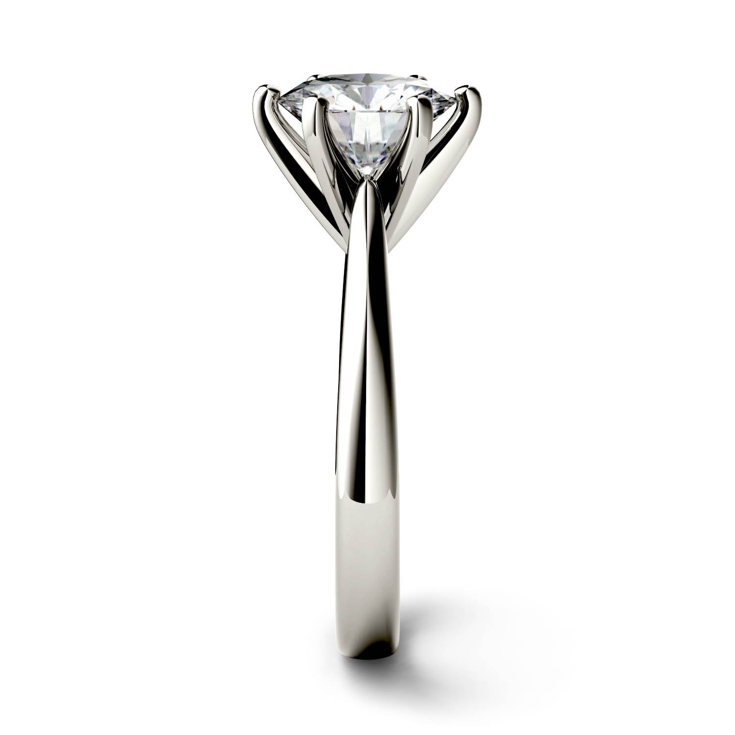 1.90 CTW DEW Round Moissanite Six-Prong Cathedral Solitaire Engagement Ring in 14K White Gold