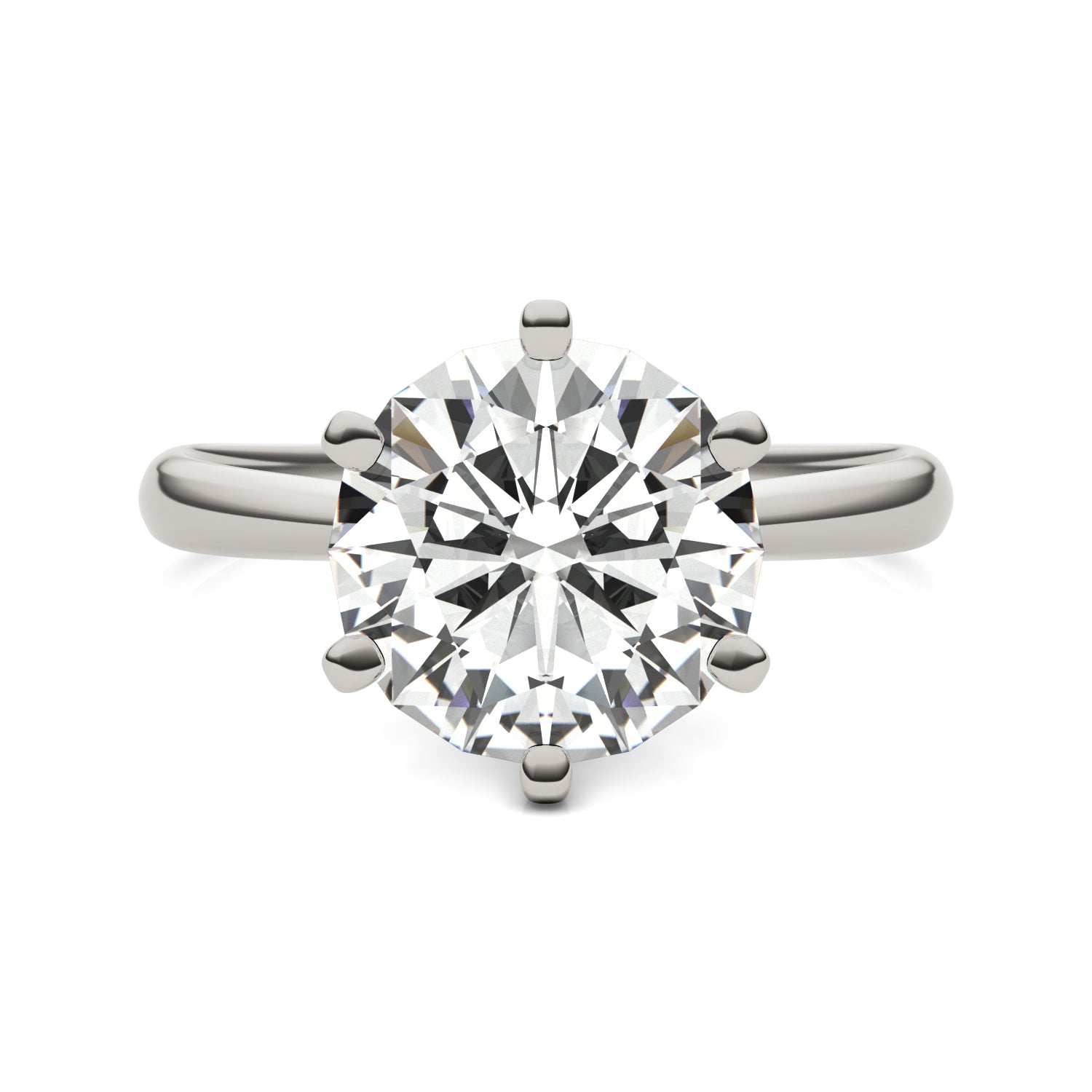 3.10 CTW DEW Round Moissanite Solitaire Ring in 14K White Gold