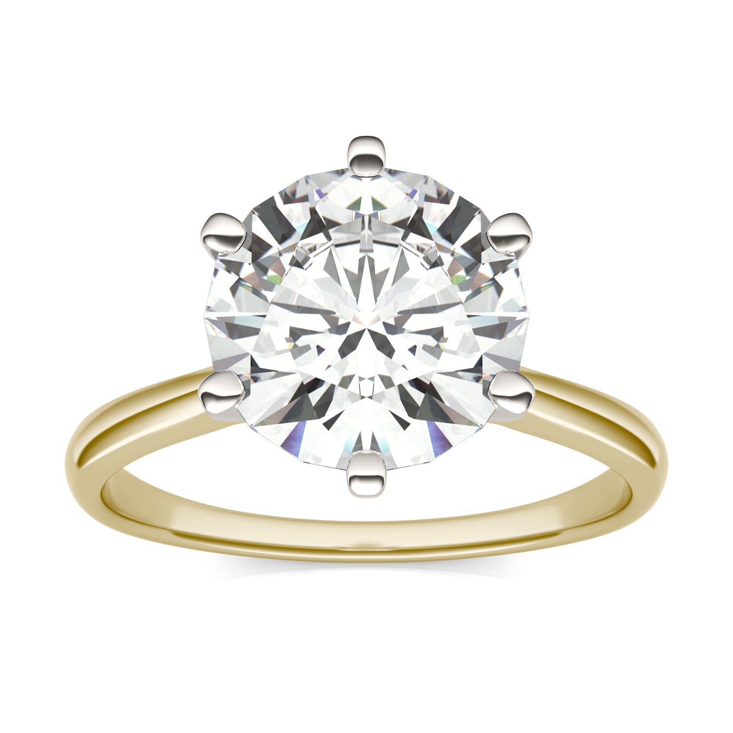 3.10 CTW DEW Round Moissanite Solitaire Ring in 14K Two-Tone Gold