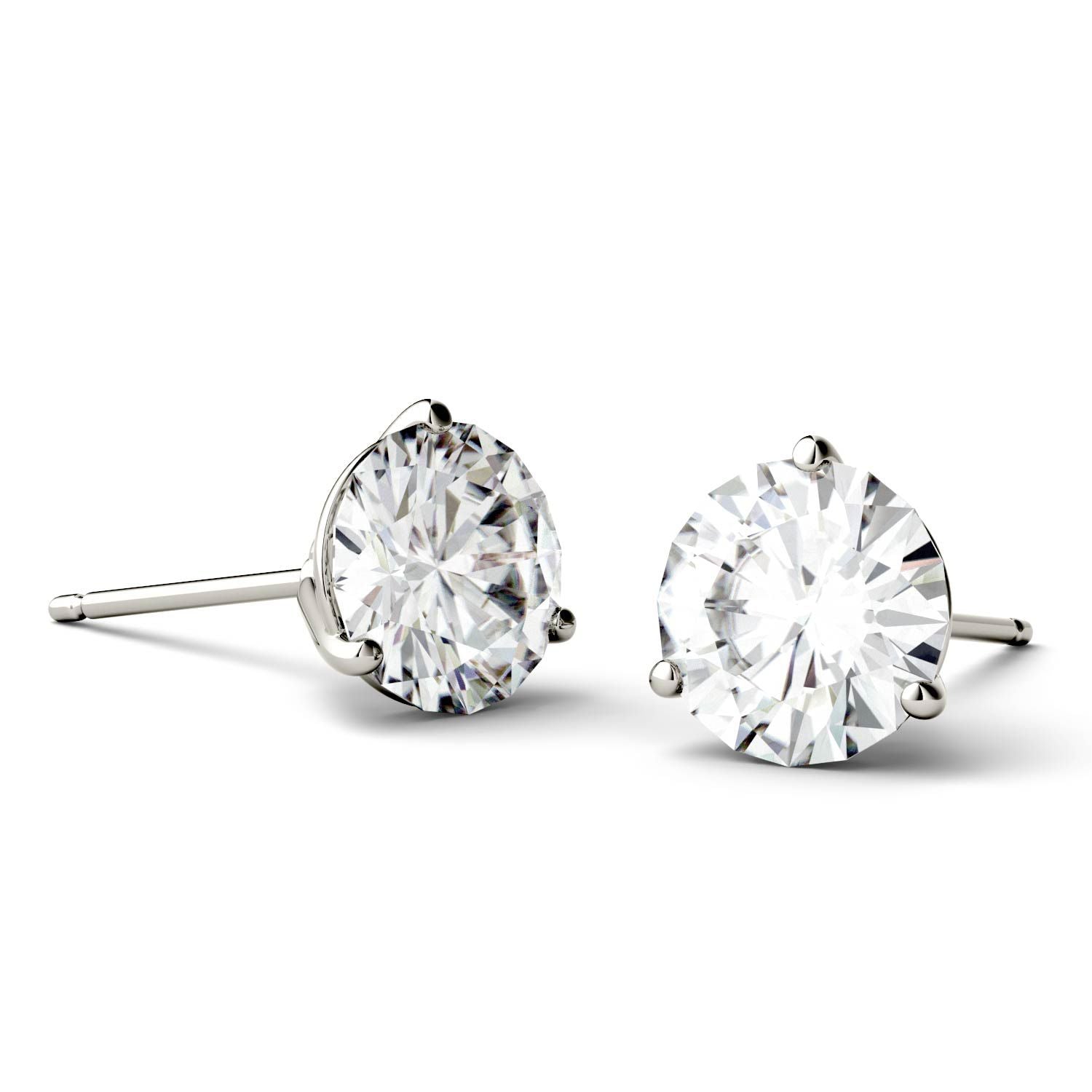 3.00 CTW DEW Round Moissanite Stud Earrings in 14K White Gold