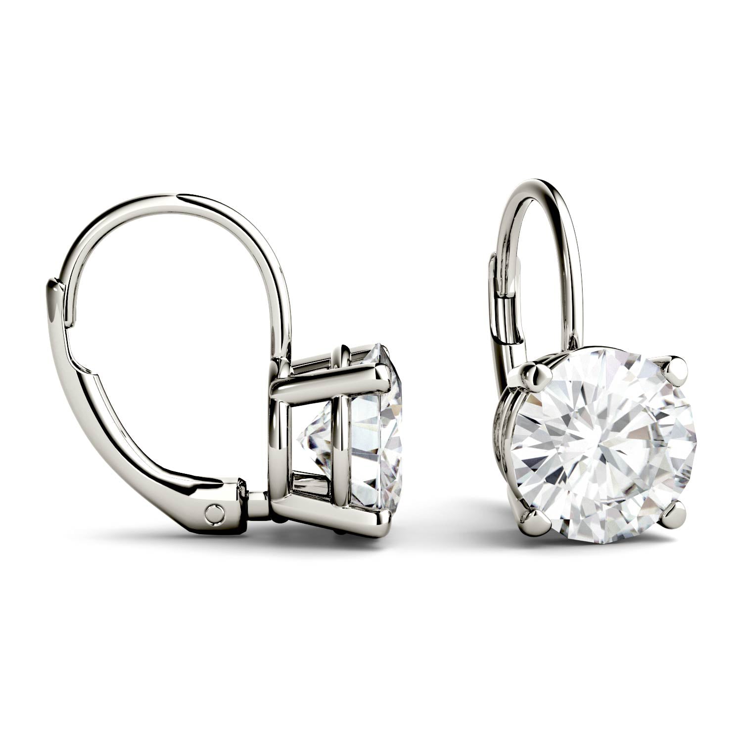 3.00 CTW DEW Round Moissanite Drop Earrings in 14K White Gold