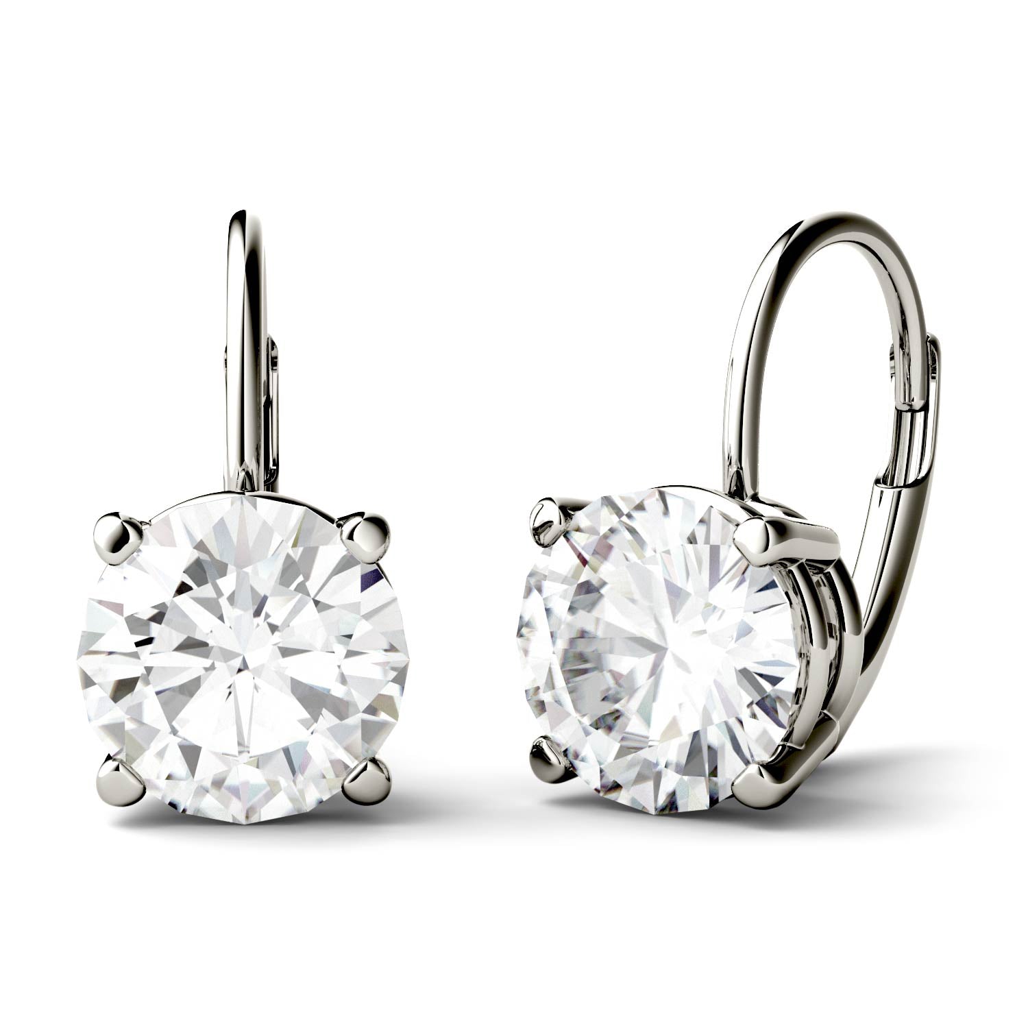 3.00 CTW DEW Round Moissanite Drop Earrings in 14K White Gold