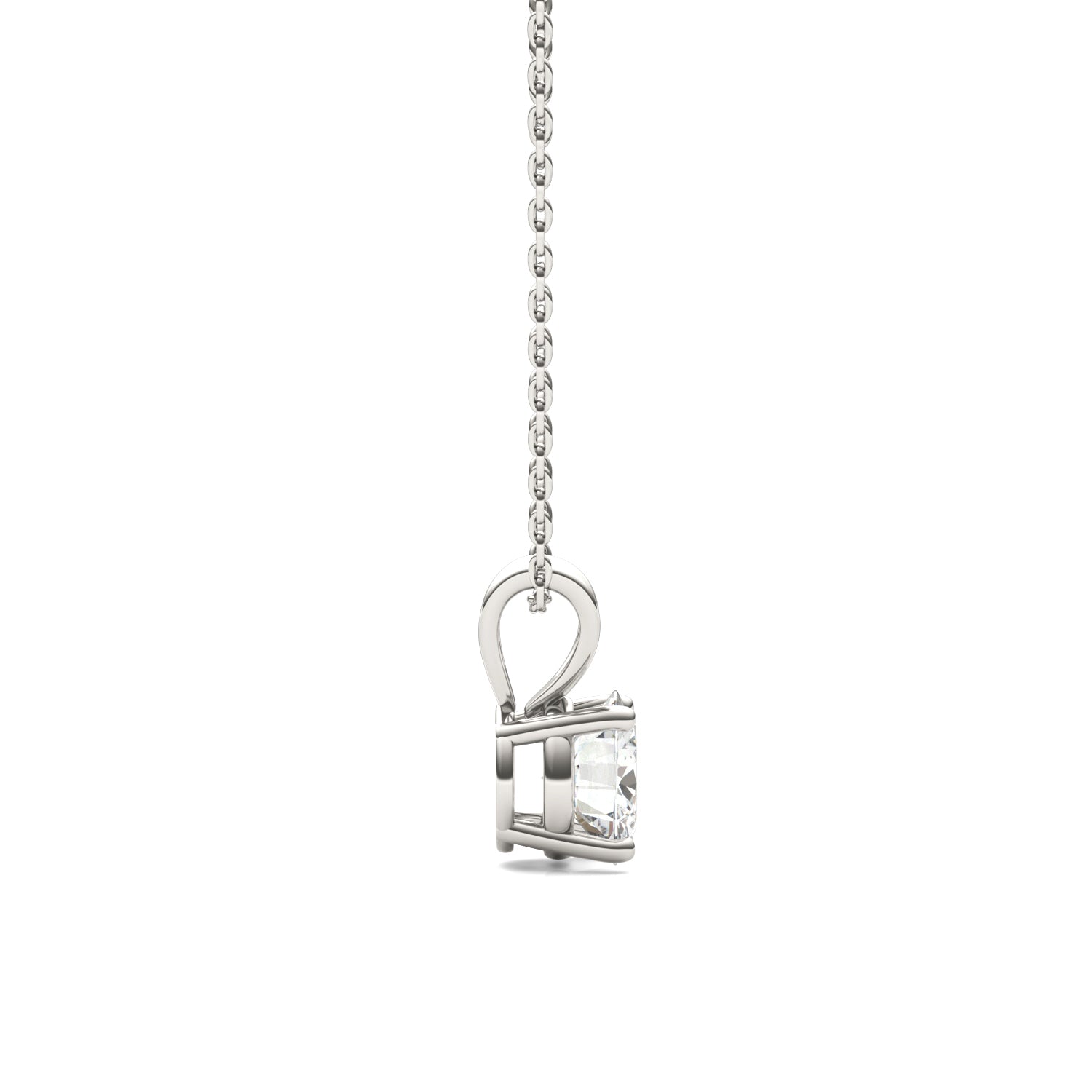1.00 CTW DEW Round Moissanite Solitaire Pendant in 14K White Gold