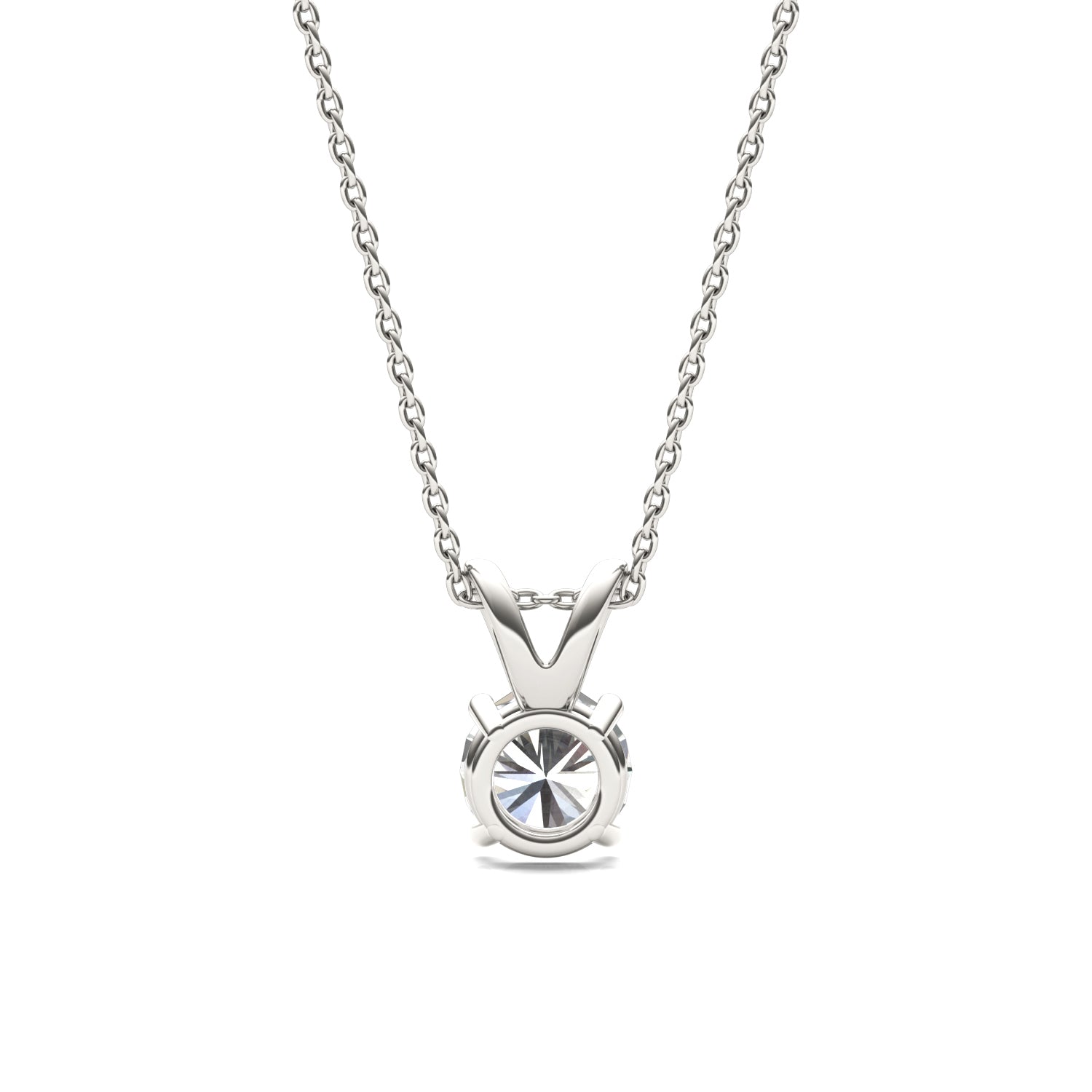 1.00 CTW DEW Round Moissanite Solitaire Pendant in 14K White Gold