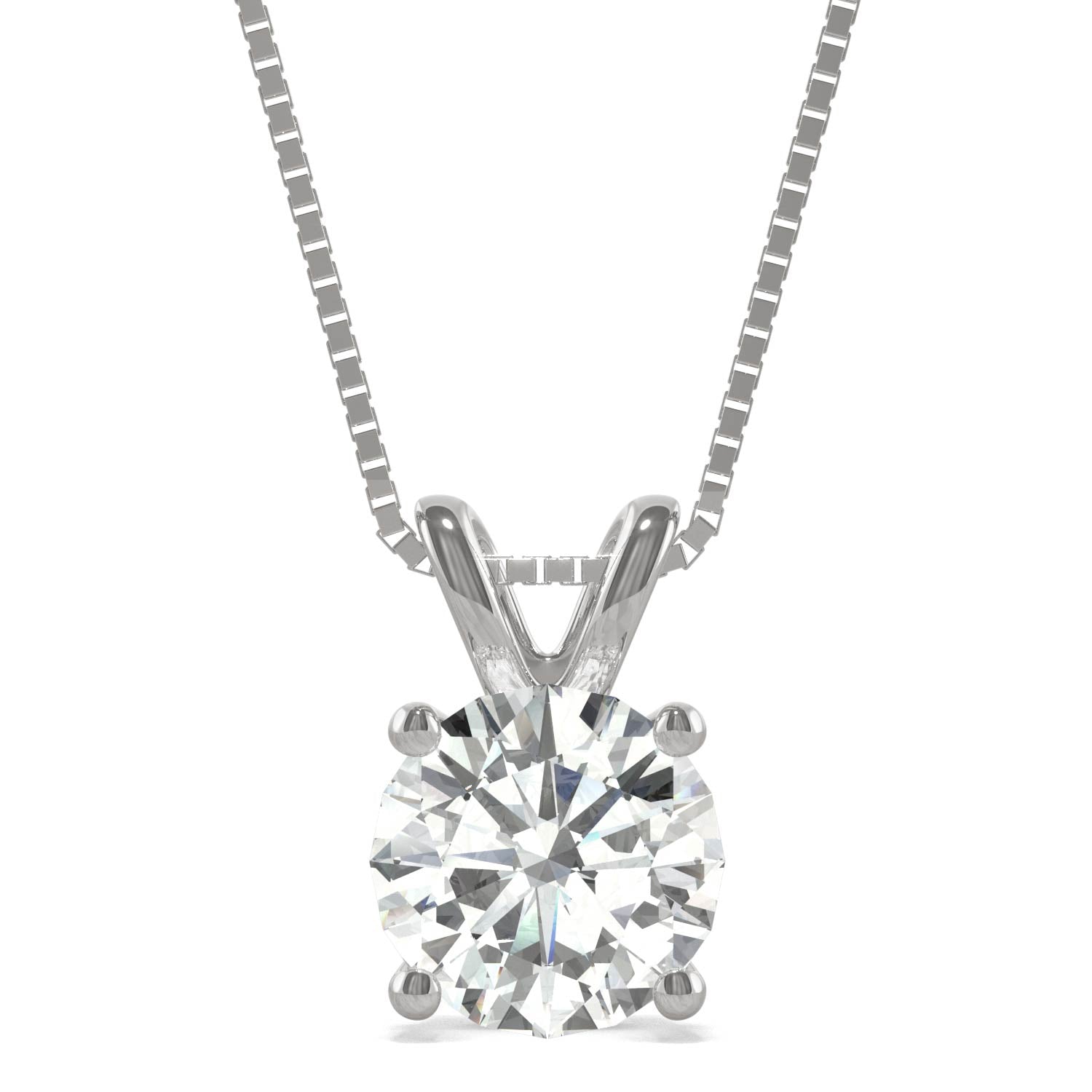 1.90 CTW DEW Round Moissanite Basket Pendant in 14K White Gold