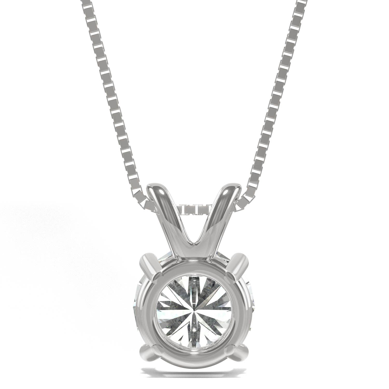 1.90 CTW DEW Round Moissanite Basket Pendant in 14K White Gold