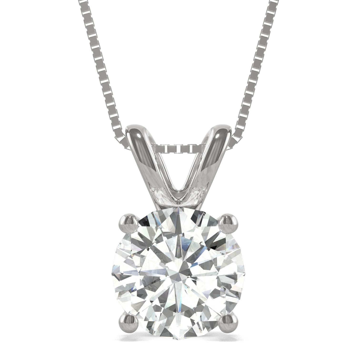 3.10 CTW DEW Round Moissanite Basket Pendant in 14K White Gold
